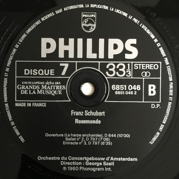 Franz Schubert - Concertgebouworkest, Pierre Monteux, George Szell : Symphonie No. 8 En Si Mineur, D. 759 "Inachevée" - Rosemonde, D. 644 Et D. 797 (LP, Comp)