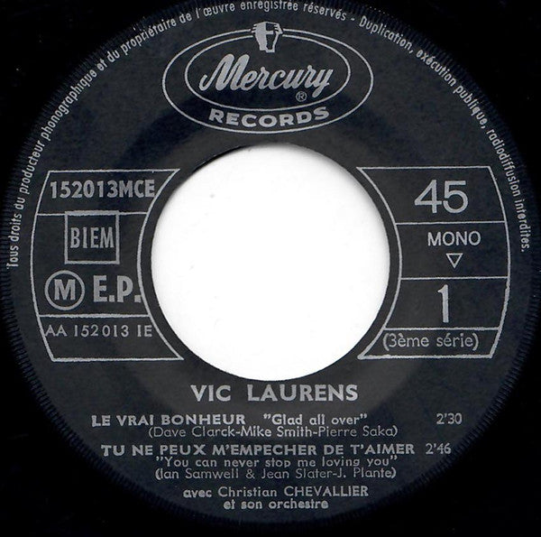Vic Laurens : Le Vrai Bonheur   (7", EP, Mono)