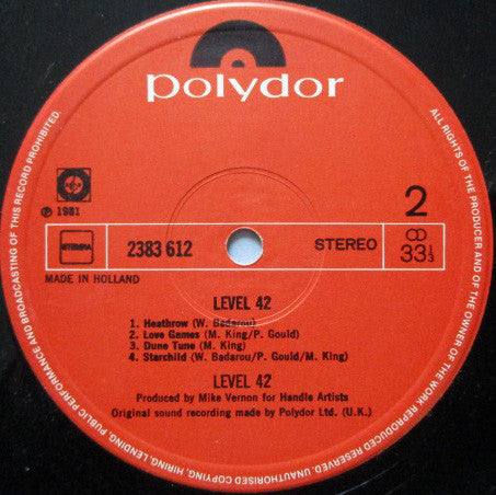 Level 42 : Level 42 (LP, Album)