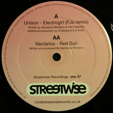 Unison (3) / Nectarios : Electrogirl (PJs Remix) / Red Sun (12")