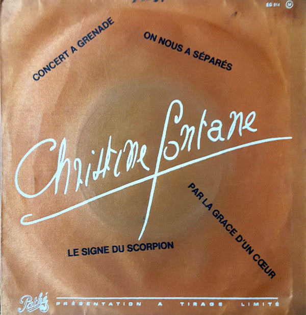 Christine Fontane : Concert A Grenade (7", Ltd, Promo)