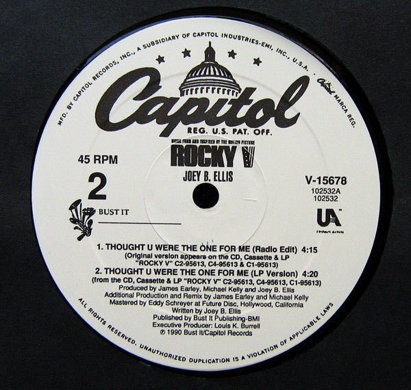 Joey B. Ellis : Thought You Were The One For Me (12", Single)