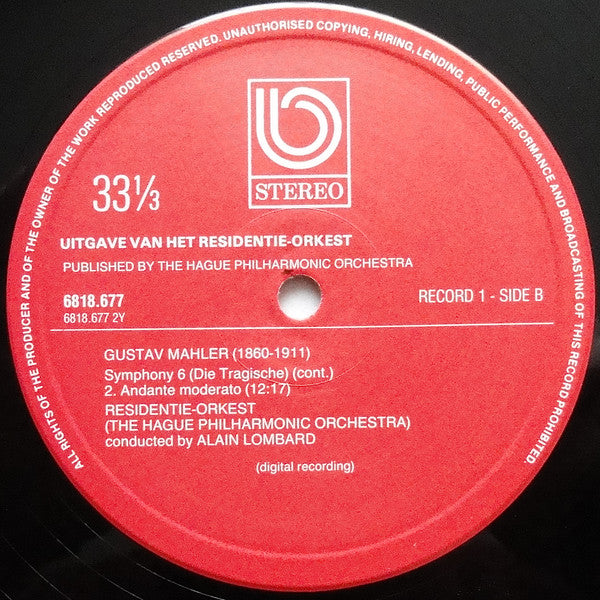 Mahler*, Residentie Orkest : Symphony 6 (Die Tragische) (2xLP, Gat)