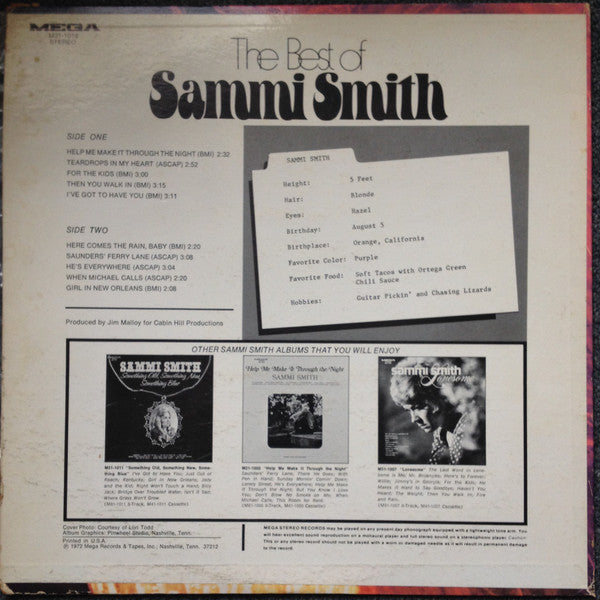 Sammi Smith : The Best Of Sammi Smith (LP, Comp)