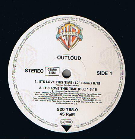 Outloud : It's Love This Time (12")