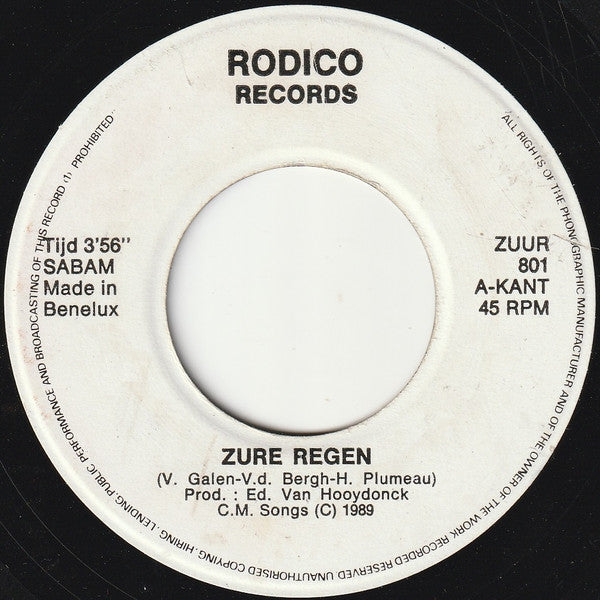 Duo De Pelikaan : Zure Regen! (7", Single)