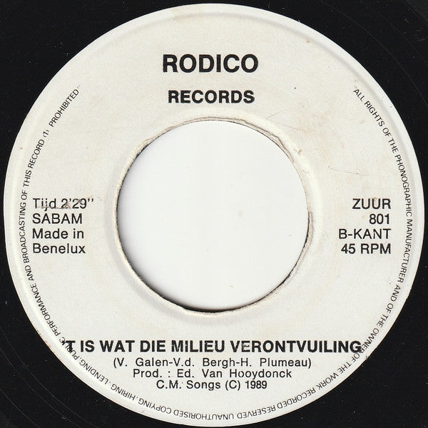 Duo De Pelikaan : Zure Regen! (7", Single)