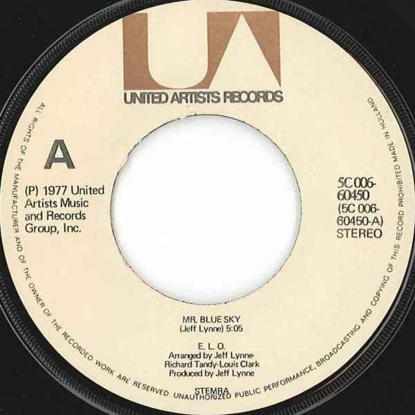 Electric Light Orchestra : Mr. Blue Sky (7", Single)