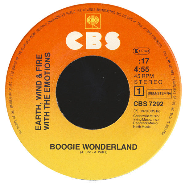 Earth, Wind & Fire With The Emotions : Boogie Wonderland (7", Single, CBS)