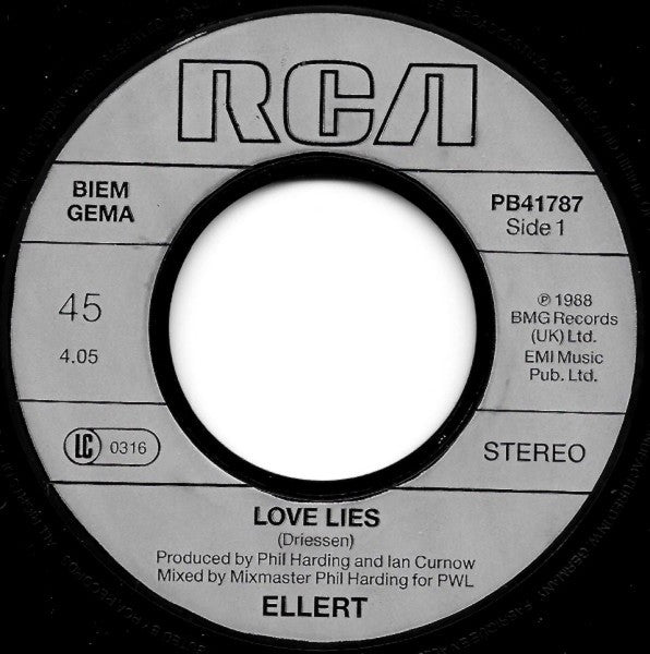 Ellert Driessen : Love Lies (7", Single)