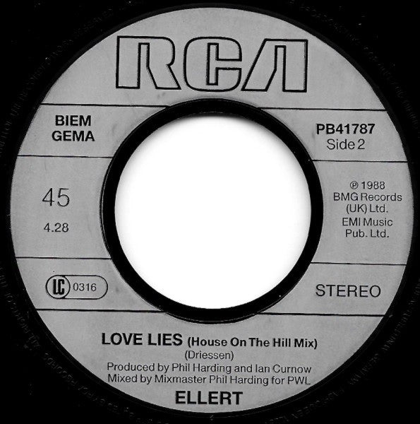 Ellert Driessen : Love Lies (7", Single)
