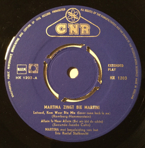 Martina (20), Trio Roelof Stalknecht : Martina Zingt Bie Martini (7", EP)