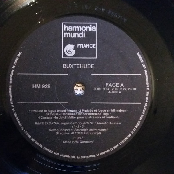 Dieterich Buxtehude - Alfred Deller / Deller Consort / René Saorgin : Cantates - Préludes Et Fugues (Cantate «Jubilate Domino») (LP, Album, RE)