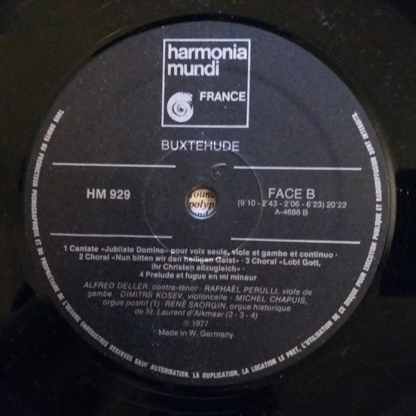 Dieterich Buxtehude - Alfred Deller / Deller Consort / René Saorgin : Cantates - Préludes Et Fugues (Cantate «Jubilate Domino») (LP, Album, RE)
