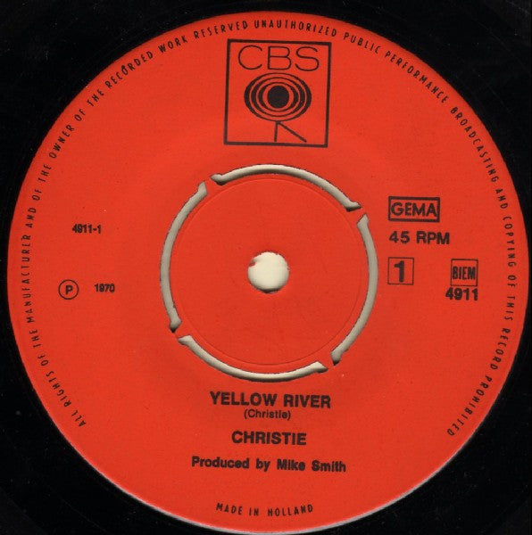 Christie : Yellow River (7", Single)