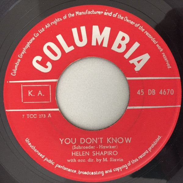 Helen Shapiro : You Don't Know (7", Single)