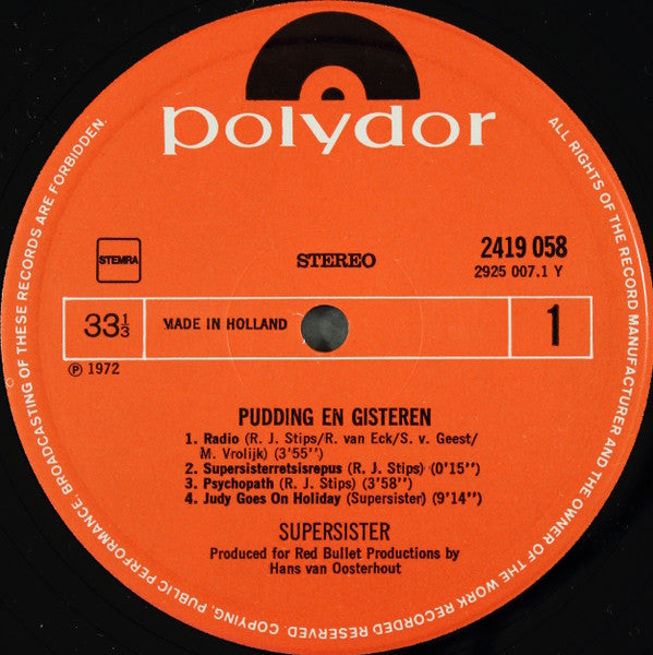 Supersister (2) : Pudding En Gisteren (LP, Album, RE)