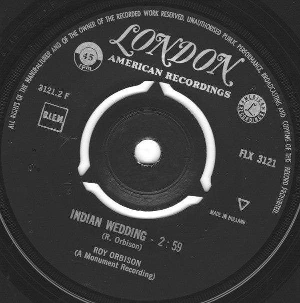 Roy Orbison : It's Over / Indian Wedding (7", Single)