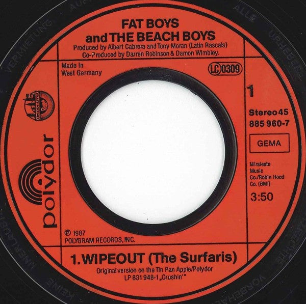 Fat Boys And The Beach Boys : Wipeout! (7", Single)