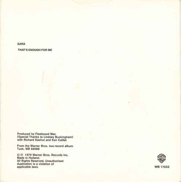 Fleetwood Mac : Sara (7", Single)