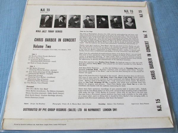 Chris Barber : Chris Barber In Concert Vol. 2 (LP, Album, Bla)