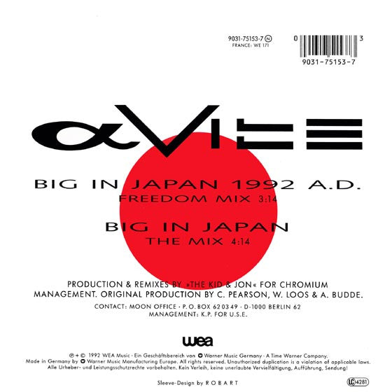 Alphaville : Big In Japan 1992 A.D. (7", Single)