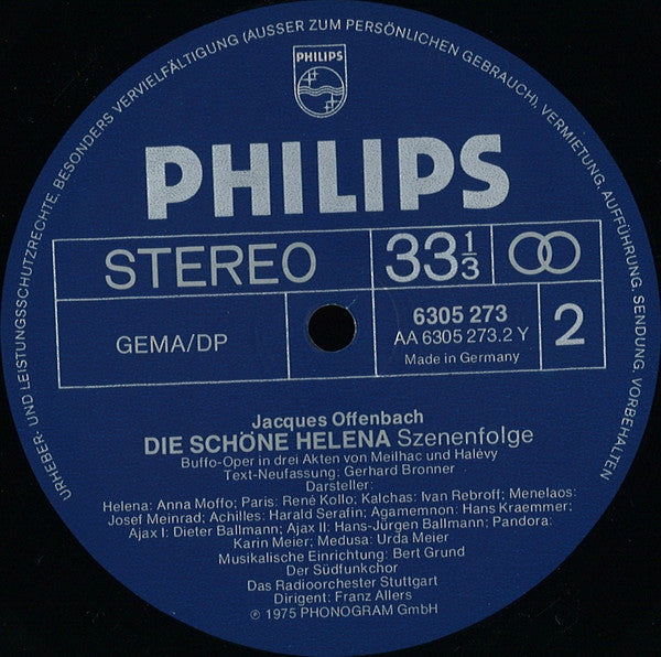 Anna Moffo, René Kollo, Ivan Rebroff, Josef Meinrad : Die Schöne Helena (LP)