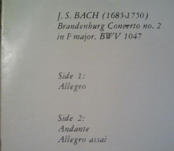 Johann Sebastian Bach By I Musici : The Season's Greeting - Brandenburger Concerto No. 2 in F Major, BWV 1047 (7")