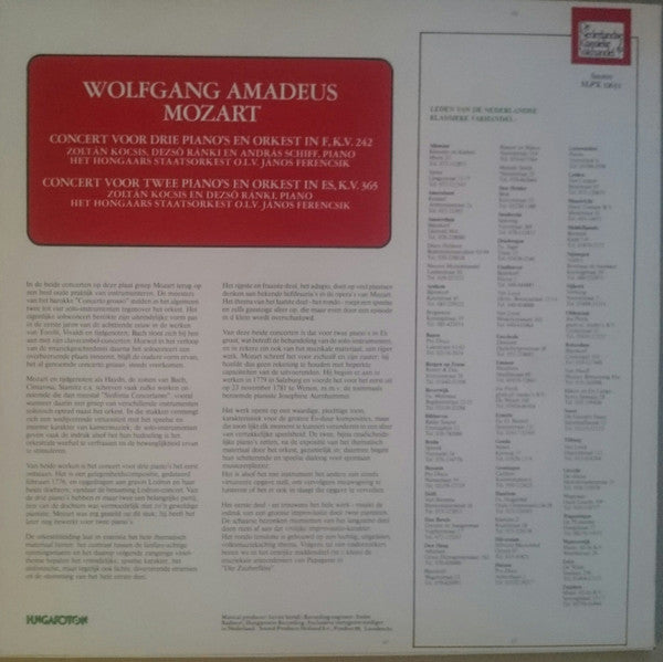 Zoltán Kocsis, András Schiff, Dezső Ránki, Hungarian State Orchestra, János Ferencsik - Wolfgang Amadeus Mozart : Concertos  pour 2 & 3 Pianos (LP, Album)
