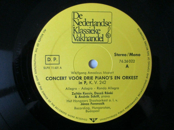 Zoltán Kocsis, András Schiff, Dezső Ránki, Hungarian State Orchestra, János Ferencsik - Wolfgang Amadeus Mozart : Concertos  pour 2 & 3 Pianos (LP, Album)