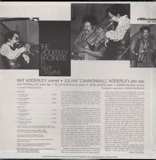 The Adderley Brothers : In New Orleans (LP, Album, RE)