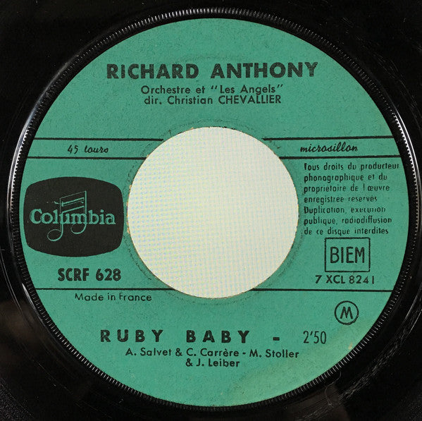 Richard Anthony (2) : Ruby Baby / Un Homme A Répondu (7", Single, Jukebox)