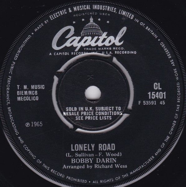 Bobby Darin : Lonely Road (7", Single)