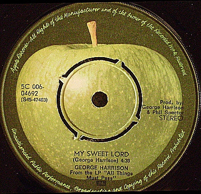 George Harrison : My Sweet Lord  (7", Single, Pus)