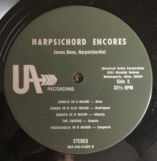 James Bonn : Harpsichord Encores (LP)