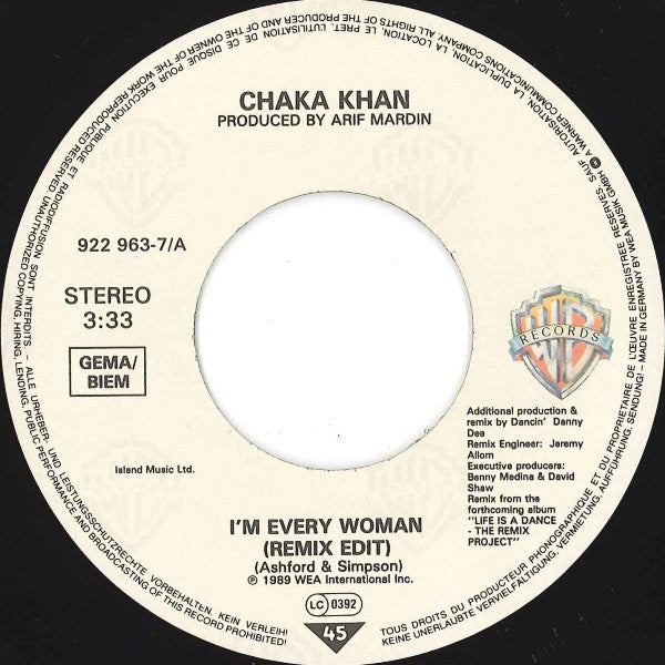 Chaka Khan : I'm Every Woman (Remix) (7", Single, Lar)