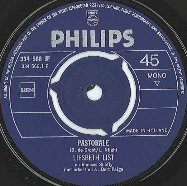 Liesbeth List Met Ramses Shaffy : Pastorale (7", Single, Mono)