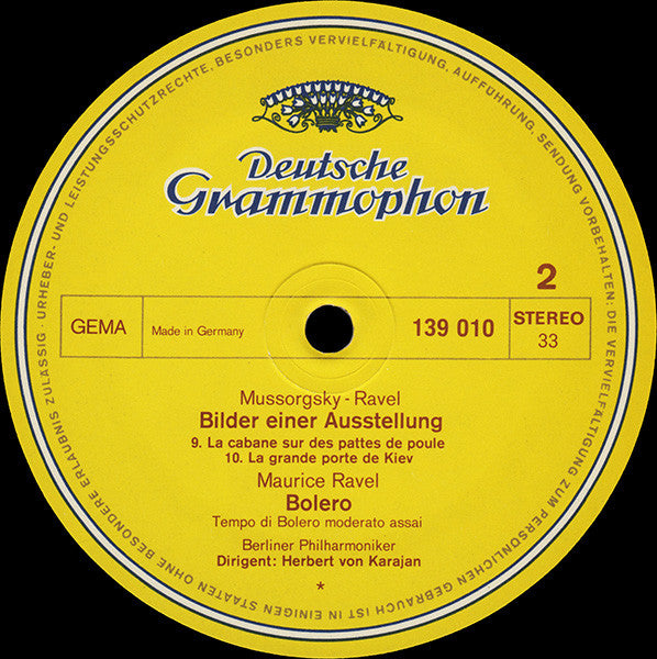 Maurice Ravel / Modest Mussorgsky - Maurice Ravel – Berliner Philharmoniker · Herbert von Karajan : Bolero / Tableaux D'une Exposition (Bilder Einer Ausstellung · Pictures At An Exhibition) (LP, RP)