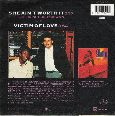 Glenn Medeiros Featuring Bobby Brown : She Ain't Worth It (7", Single)