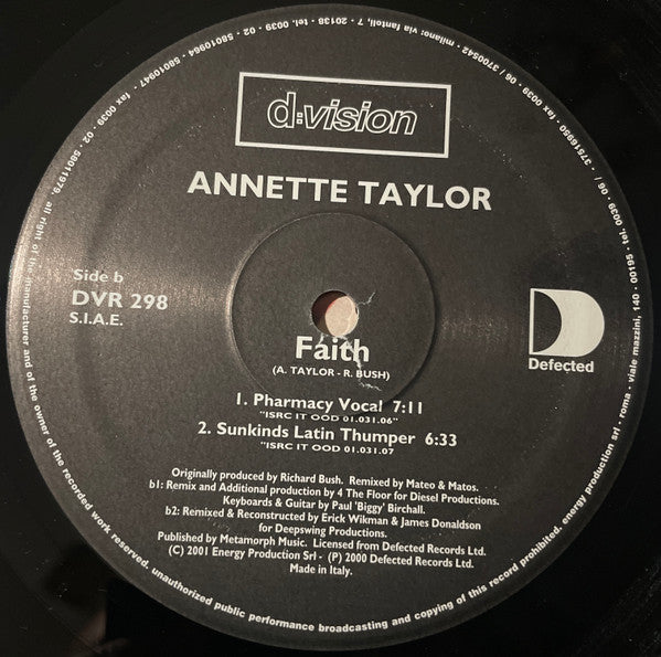 Annette Taylor : Faith (Remix) (12")