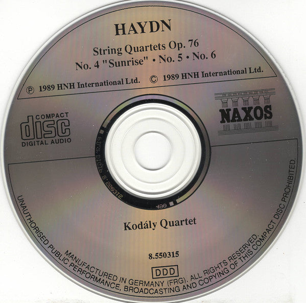 Joseph Haydn - Kodály Quartet : String Quartets Op. 76 (No. 4 "Sunrise" • No. 5 • No. 6) (CD)