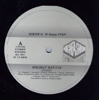 MC Miker G. & DJ Sven : Holiday Rap (Remix) (12")