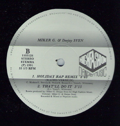 MC Miker G. & DJ Sven : Holiday Rap (Remix) (12")