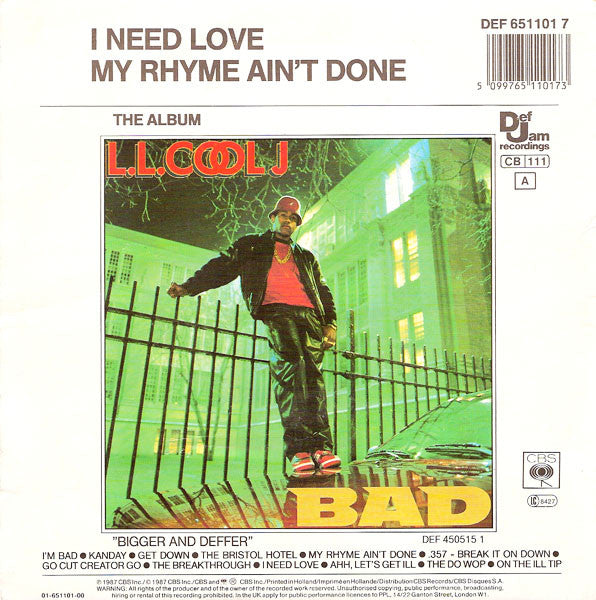 LL Cool J : I Need Love (7", Single)