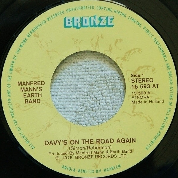 Manfred Mann's Earth Band : Davy's On The Road Again (7", Single)