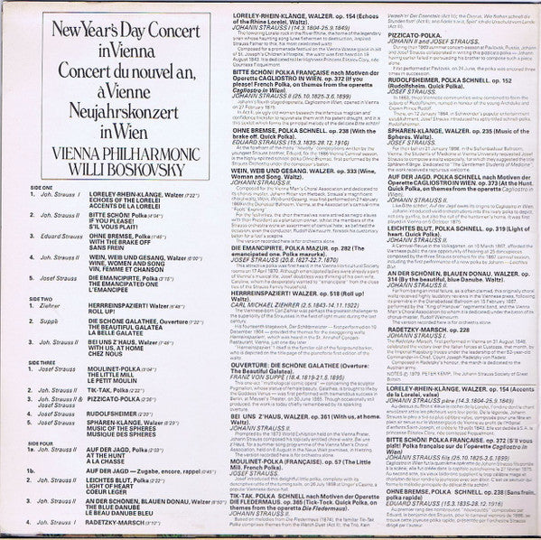 Wiener Philharmoniker / Willi Boskovsky : New Year's Day Concert In Vienna = Neujahrskonzert In Wien = Concert Du Nouvel An, A Vienne (2xLP)
