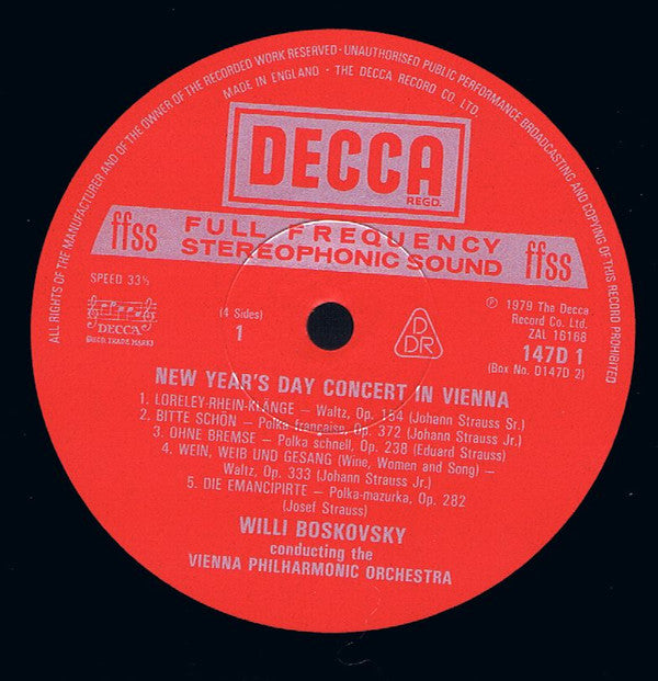 Wiener Philharmoniker / Willi Boskovsky : New Year's Day Concert In Vienna = Neujahrskonzert In Wien = Concert Du Nouvel An, A Vienne (2xLP)