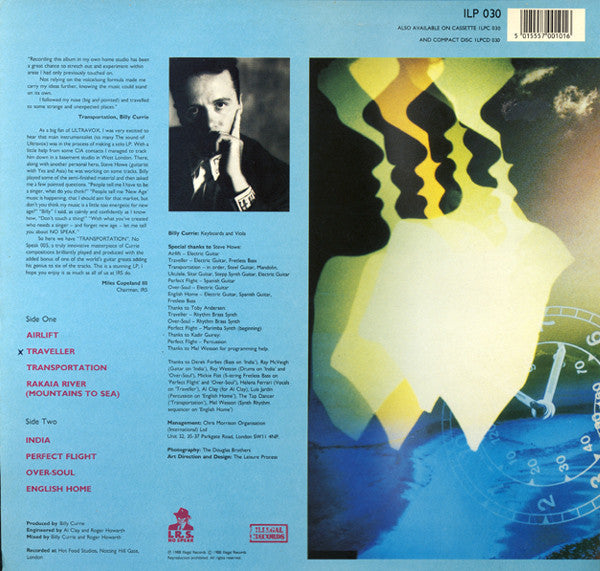 Billy Currie With Guest Steve Howe : Transportation (LP, Album)