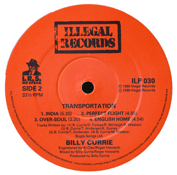 Billy Currie With Guest Steve Howe : Transportation (LP, Album)
