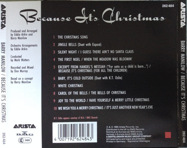 Barry Manilow : Because It's Christmas (CD, Album, RE)